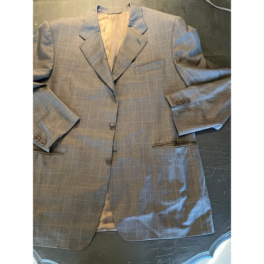 Canali Super 120s Wool Check Sport Coat Blazer Jacket Made in‎ Italy Mens L